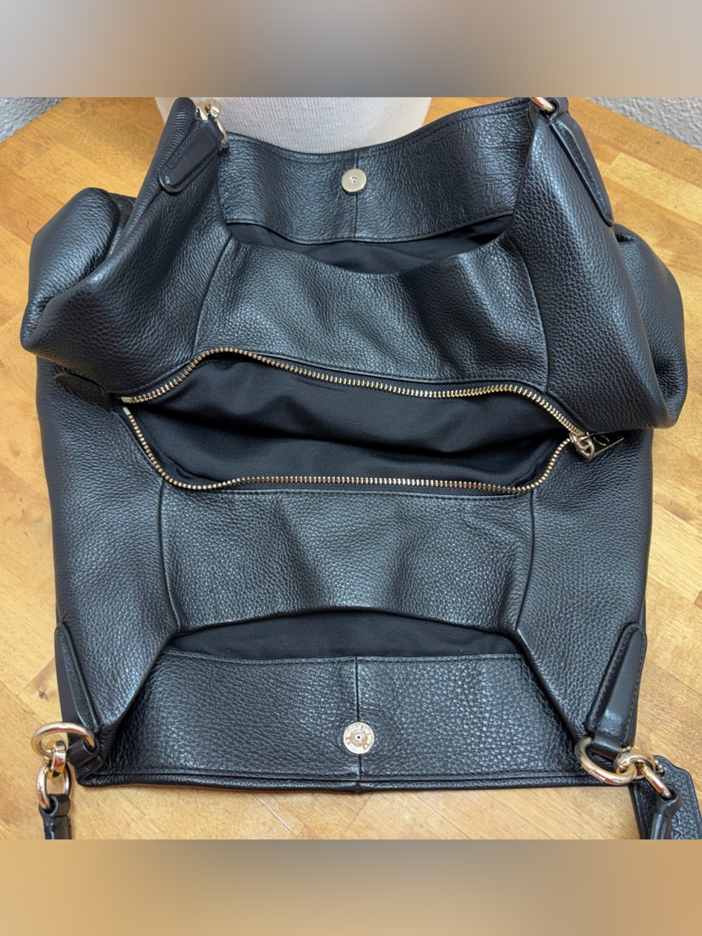 Coach Phoebe Black Pebbled Leather Shoulder Bag Tote Purse - Picture 7 of 16